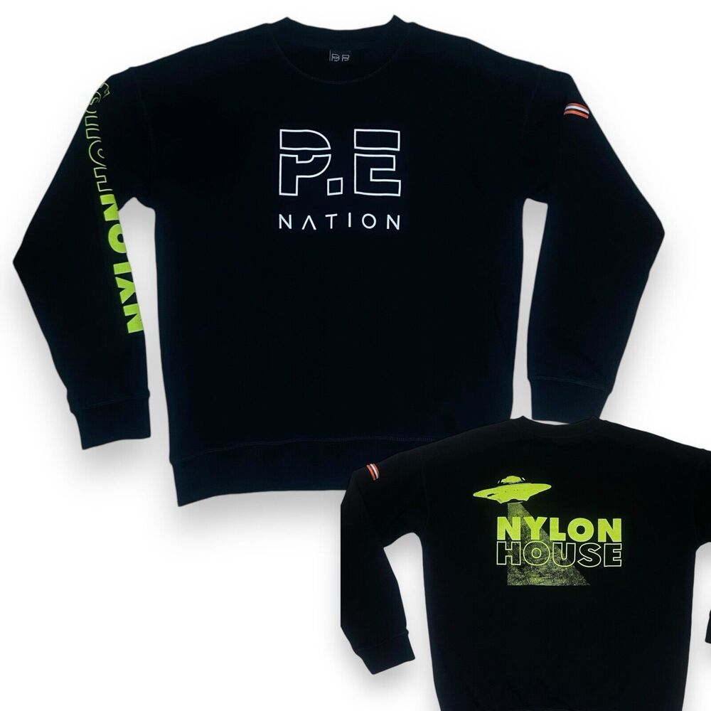 P.E. Nation Men's Black Crewneck Sweatshirt Nylon House Organic Cotton Size S